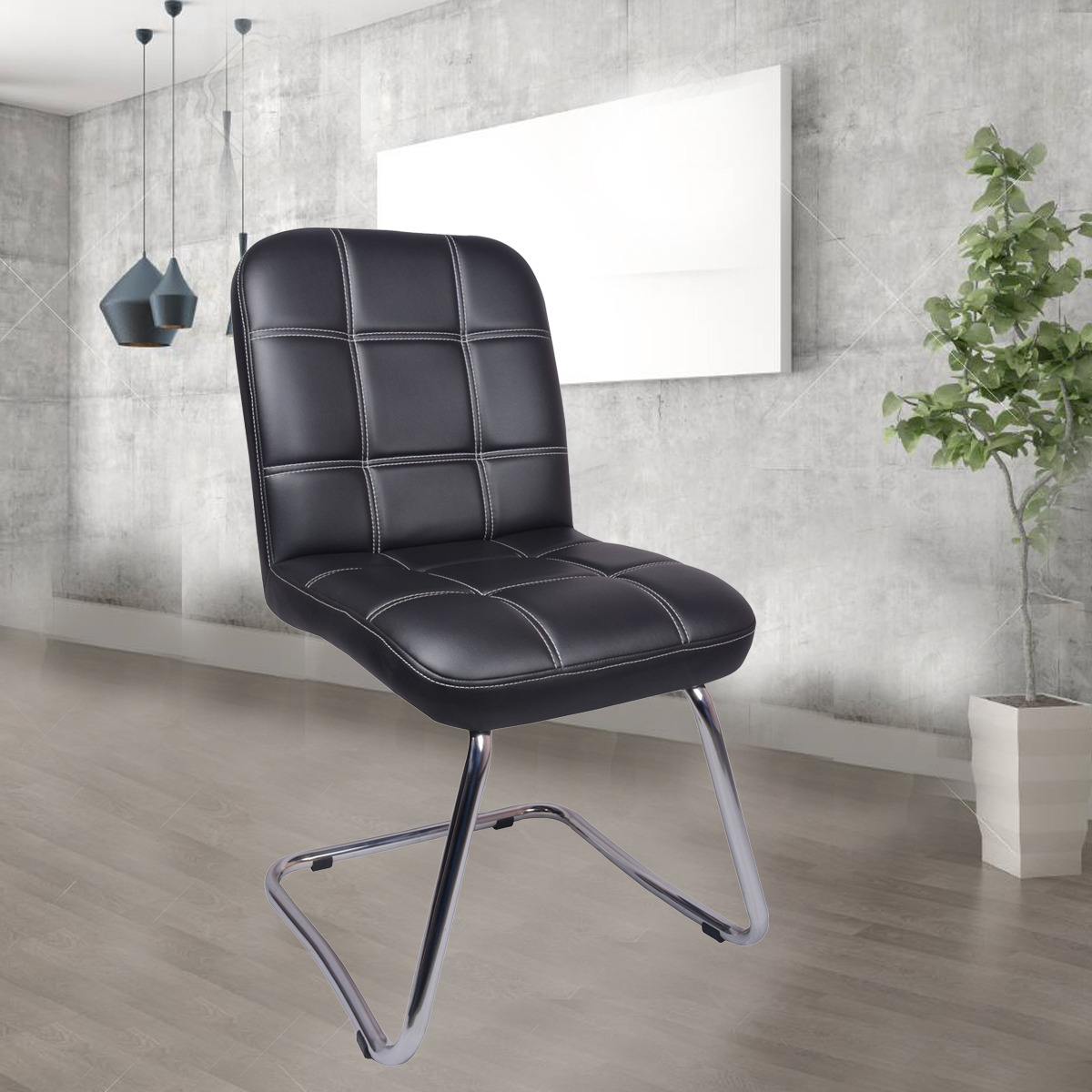ML-0117 THE INDEPENDENCIA VISITOR CHAIR WITH FIX FRAME IN BLACK COLOR