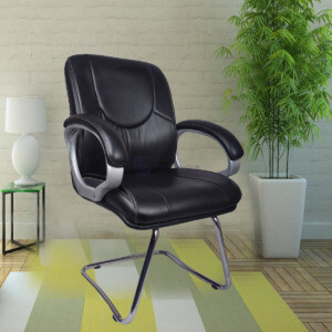 ML-0121-Low Back Luctator Black Visitor Chair With Fix Frame