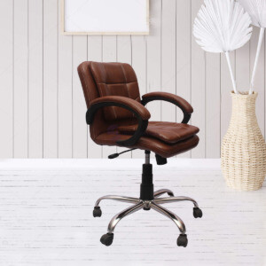 ML-121-Leather Brown Low Back Visitor chair