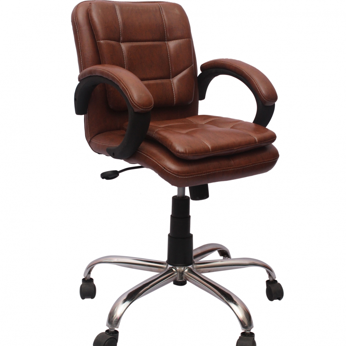 ML-121-Leather Brown Low Back Visitor chair - Image 4