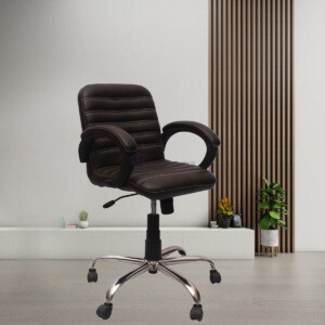 ML-133 Low Back Brown Padded Leather Visitor Chair