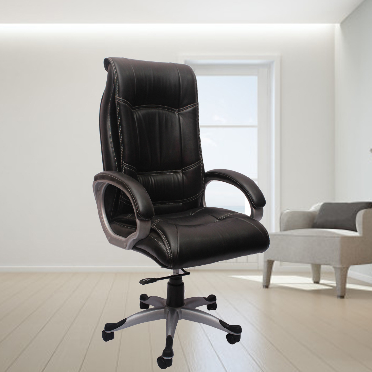 ML-253 Black Leather High Back Executive Chair