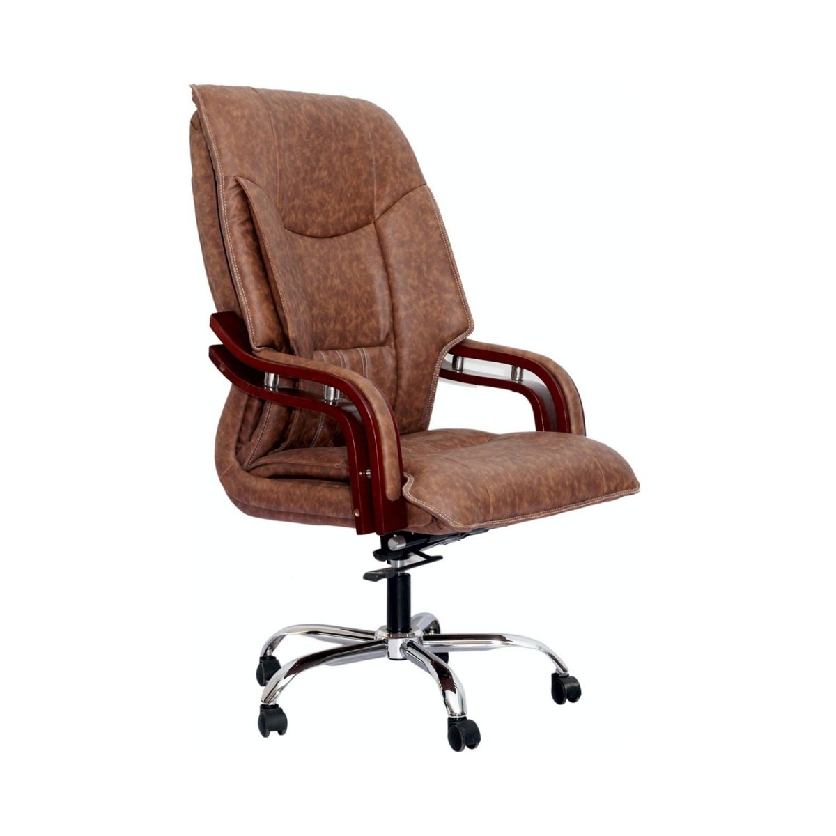 ML-310-Leather High Back Executive Chair With Wooden Armrest - Image 2