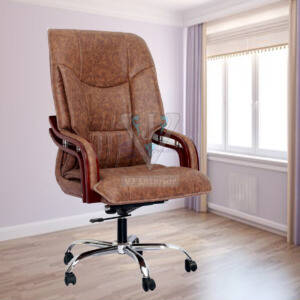 ML-310-Leather High Back Executive Chair With Wooden Armrest