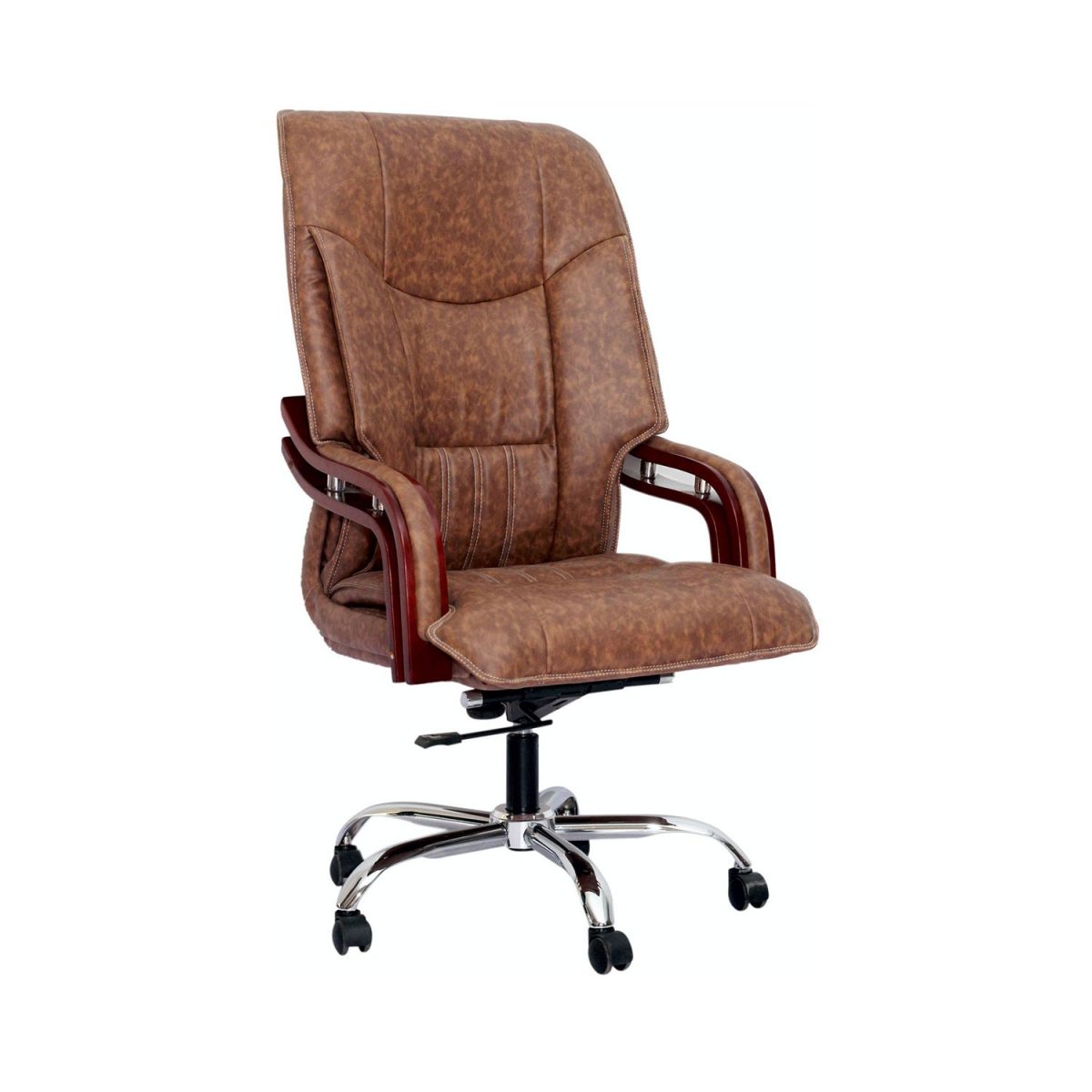 ML-310-Leather High Back Executive Chair With Wooden Armrest - Image 3