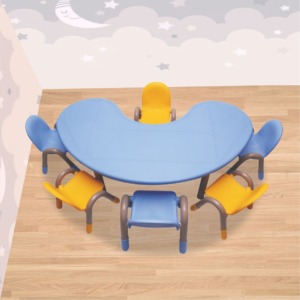 ML-311 THE BLUE MOON TABLE WITH SIX CHICO CHAIRS