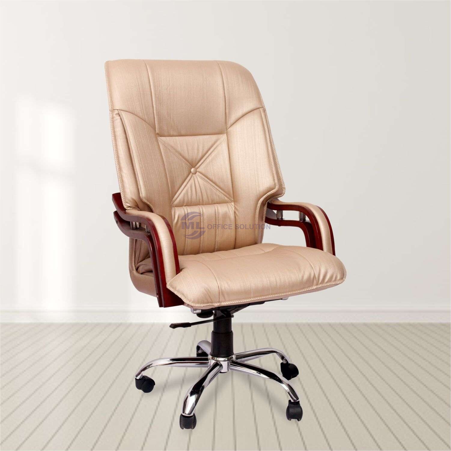 ML-337-Leather High Back Executive Chair With Wooden Handle
