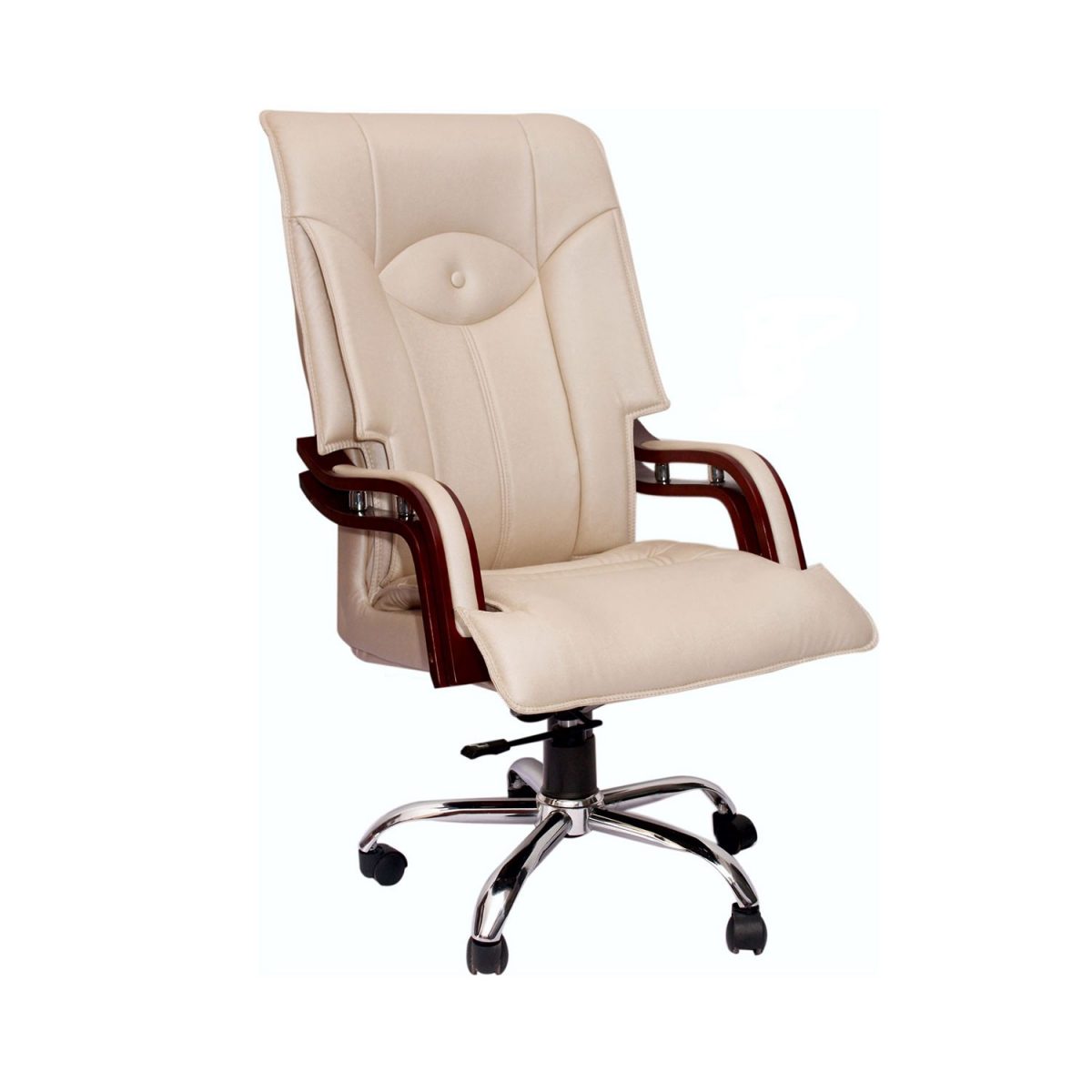 ML-341 High Back Leather Executive Chair With Wooden Armrest - Image 2