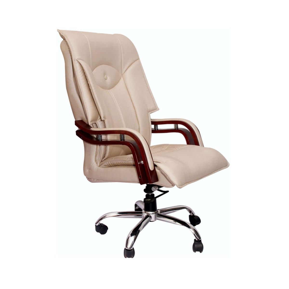 ML-341 High Back Leather Executive Chair With Wooden Armrest - Image 3