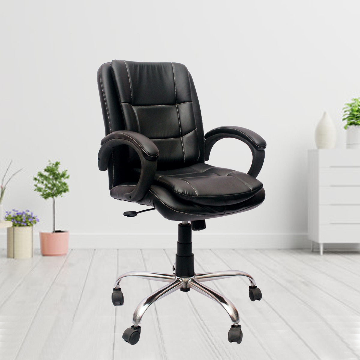 ML-388-Extra Low Back Padded Leather Office Visitor Chair