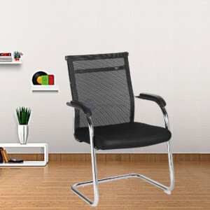 ML-402-Duradero Mid Back Mesh Net Fabric Visitor Chair Black