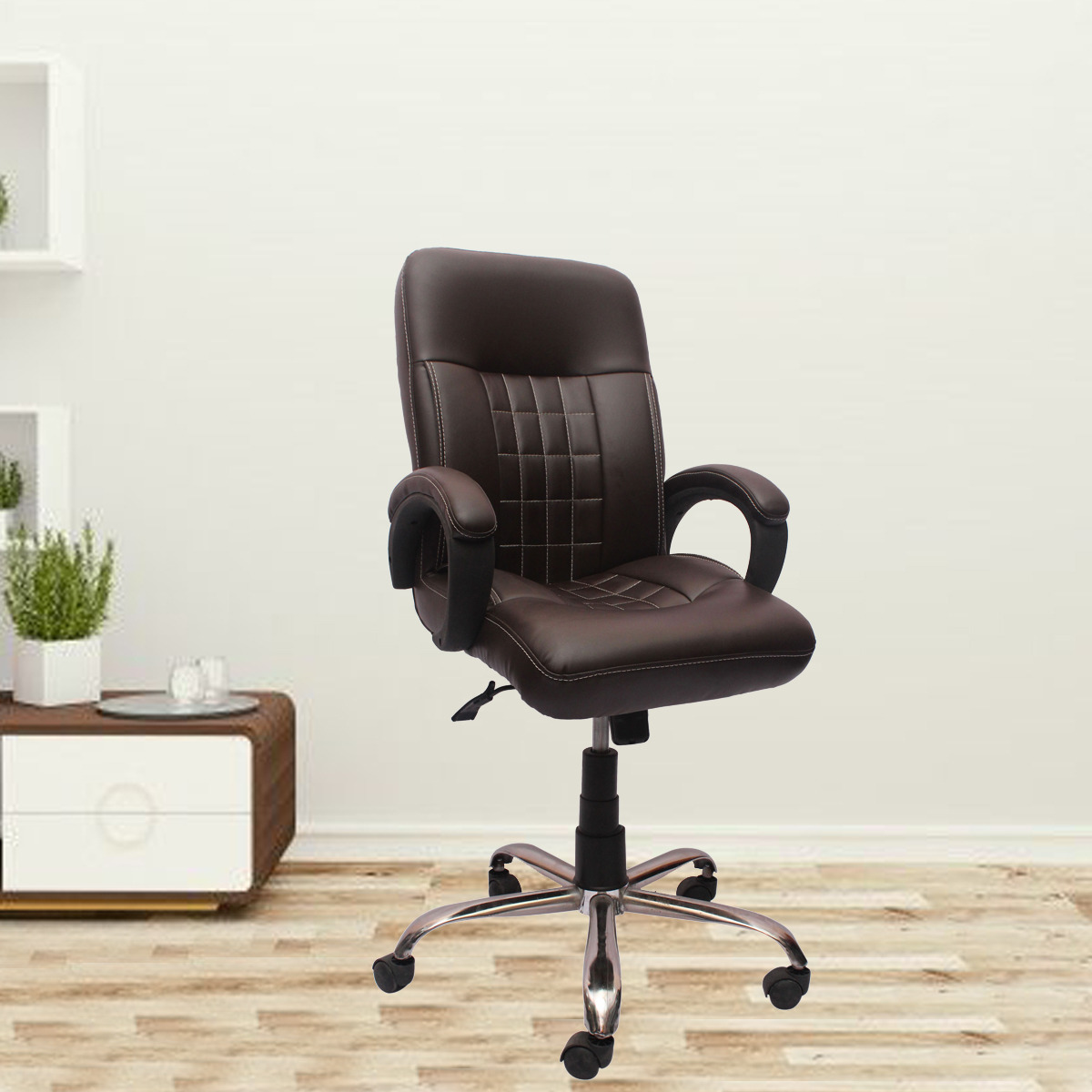 ML-45 Mid Back Brown Leather Visitor Chair