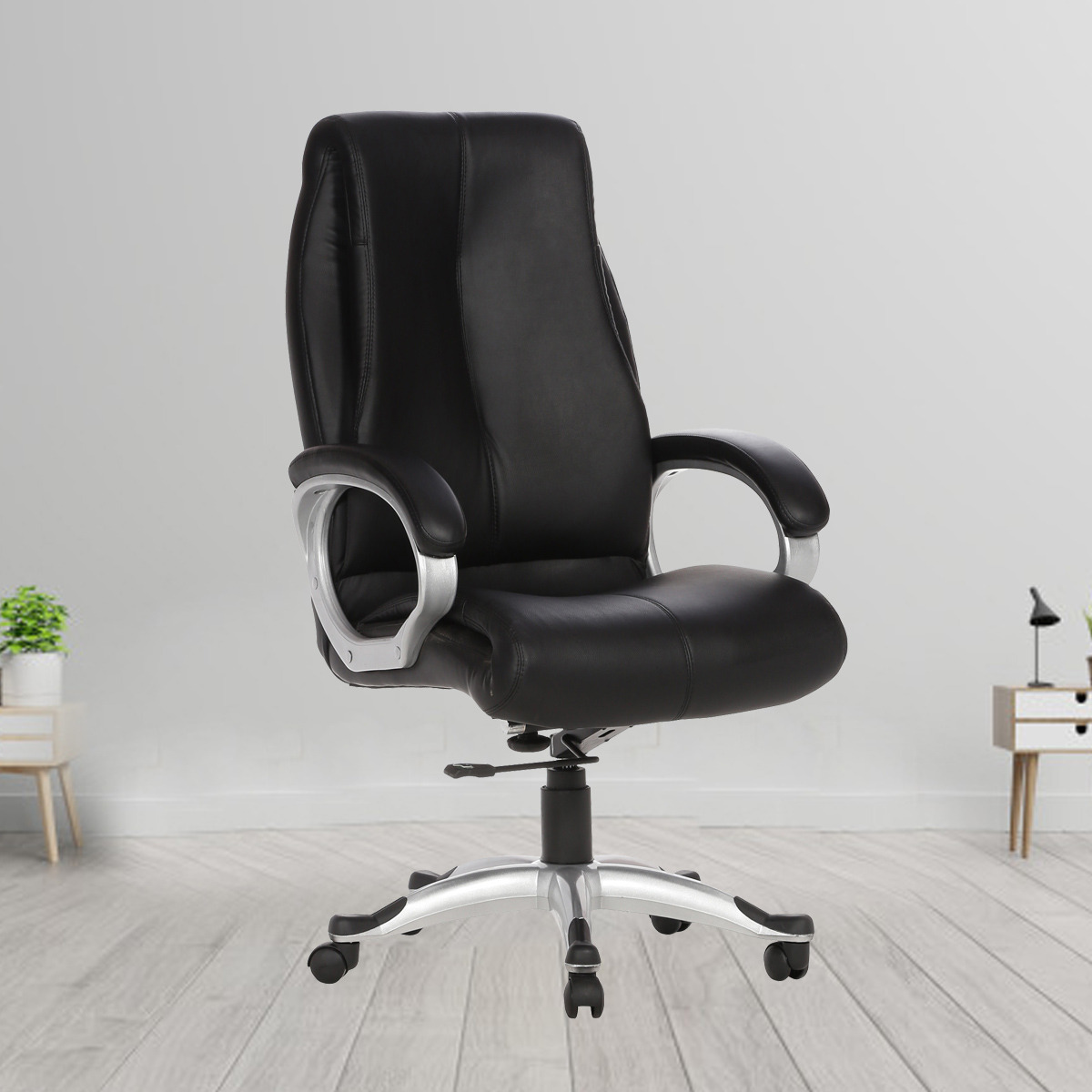 ML-514-High Back Puntada Leather Executive Chair In Black