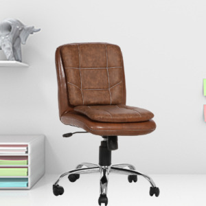 ML-551-Libranejar Brown Leather Low Back Office Chair
