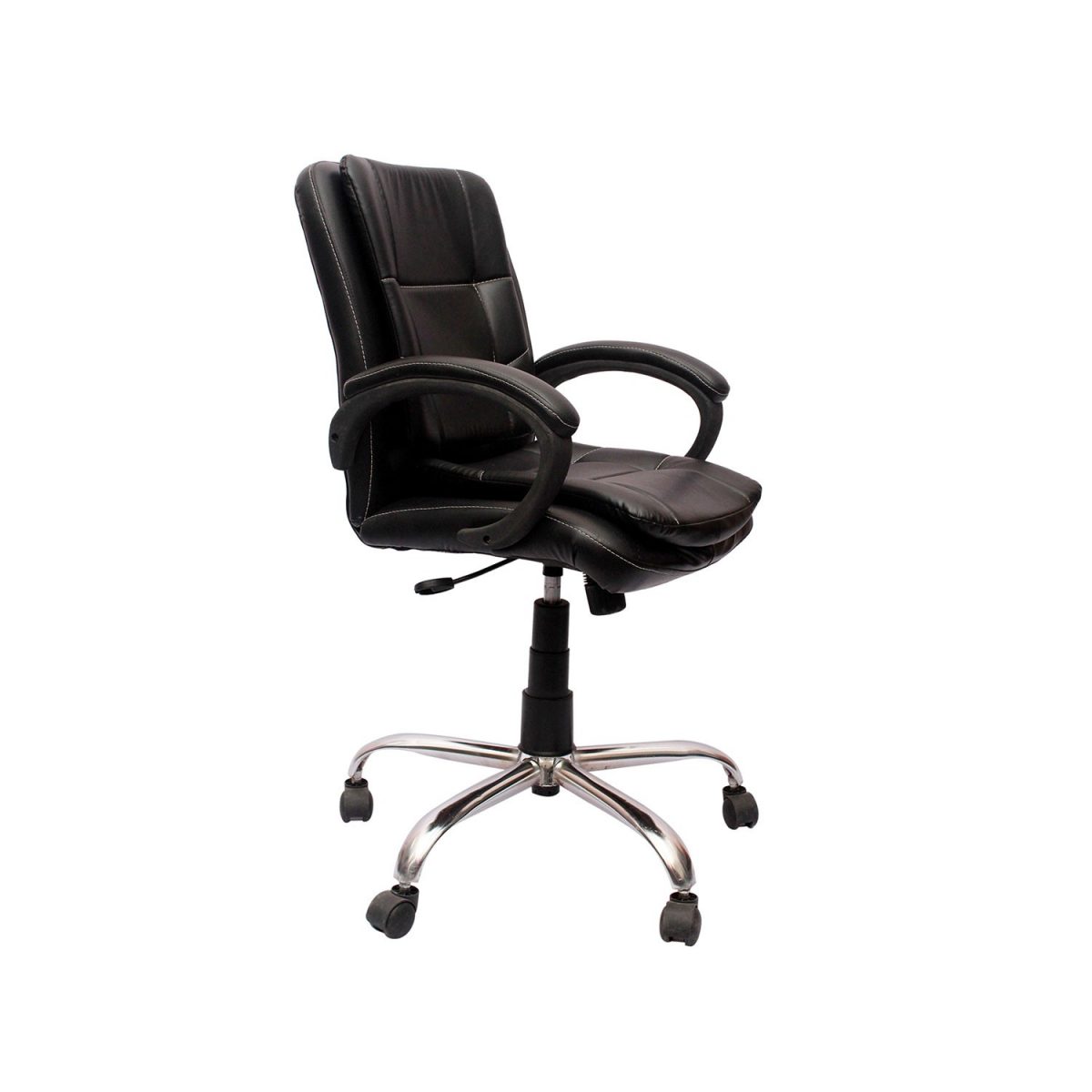 ML-57-Black Leather Mid Back Visitor Chair - Image 2