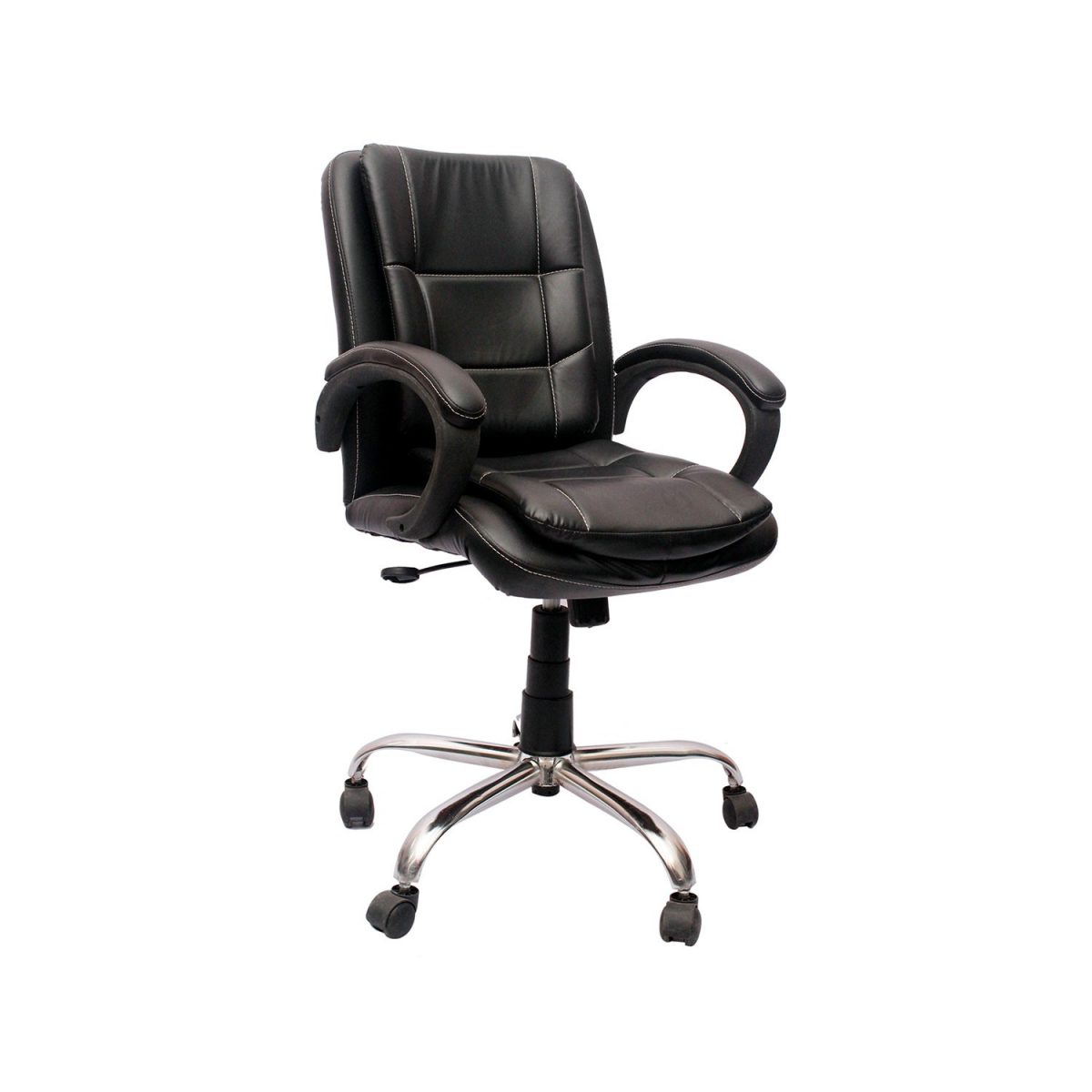 ML-57-Black Leather Mid Back Visitor Chair - Image 3