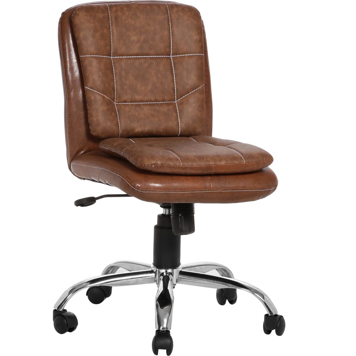 ML-551-Libranejar Brown Leather Low Back Office Chair - Image 2