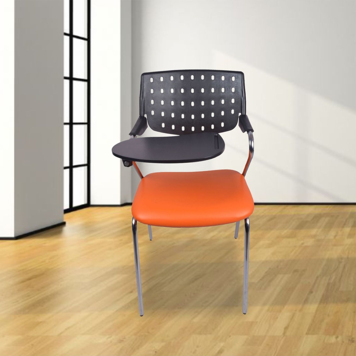 ML-0024 THE ALUMNOS WRITING CHAIR BLACK AND ORANGE