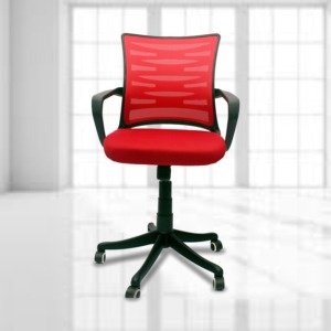 ML-29 Mesh Low Back Office Visitor Chair In Red Color