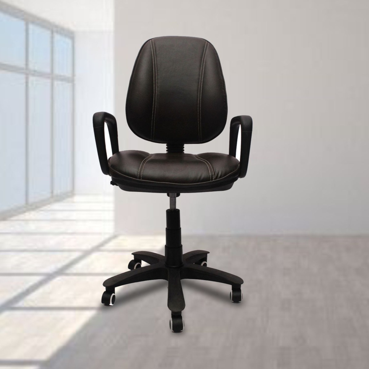 ML-301-Simplepiel Padded Leather Low Back Visitor Chair