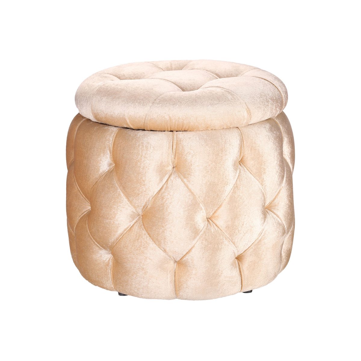 ML-745-THE TAMBOR ROUND VELVET PUFFY IN CREAM COLOR - Image 2