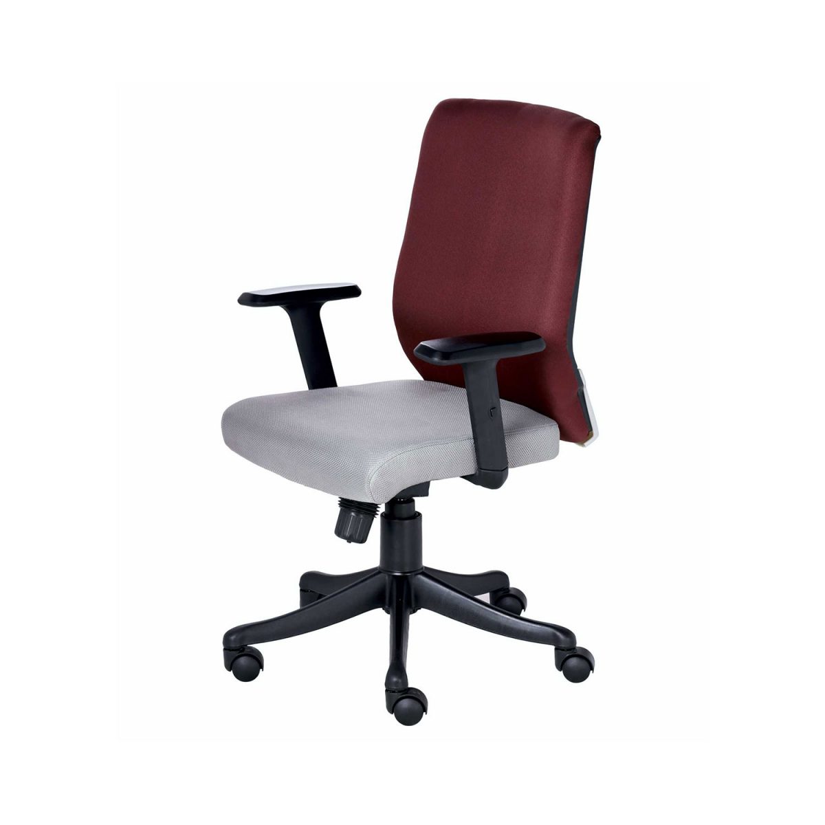 ML-726-Nogris Medium Back Chair In Grey And  Maroon Color - Image 3