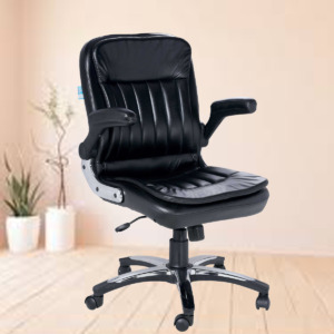 ML-704-The Rays Medium Back Chair In Black Color Adjustable Arm