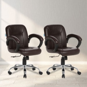 ML-537-Leather Brown Low Back Acabado Workstation chair
