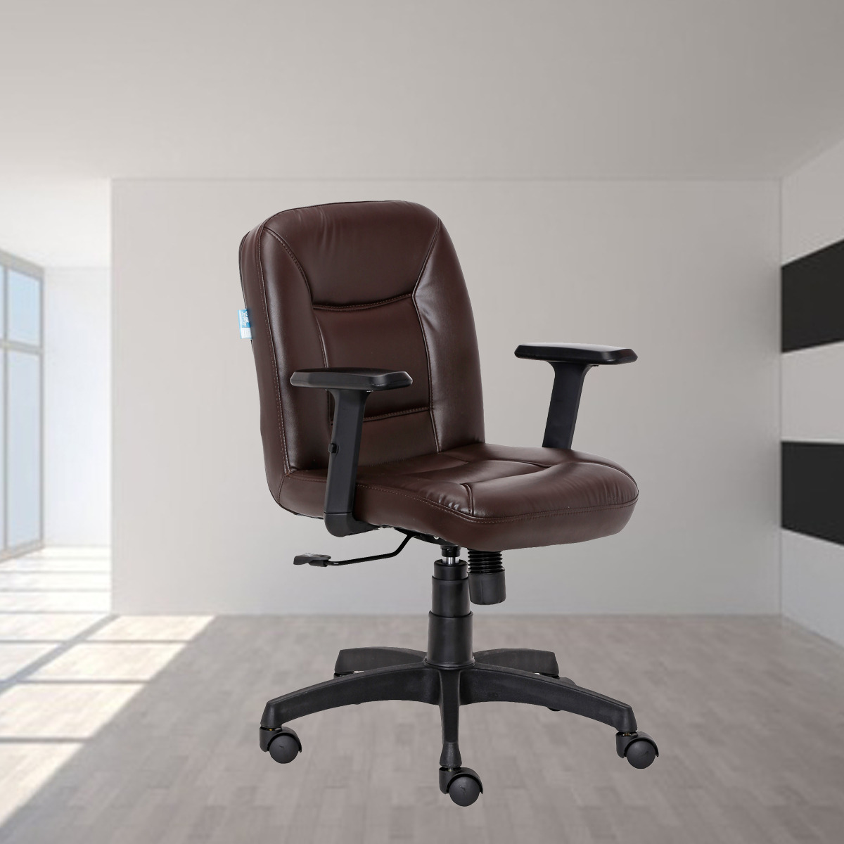 ML-1016-Mid Back Leatherette Office Chair In Brown Color