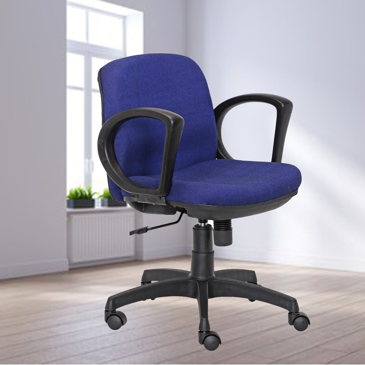 ML-1023-Crepe Mesh Low Back Executive Chair In Dark Blue Color