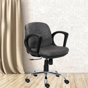 ML-1034-Low Back Padded Fabric Computer Chair In Grey Color