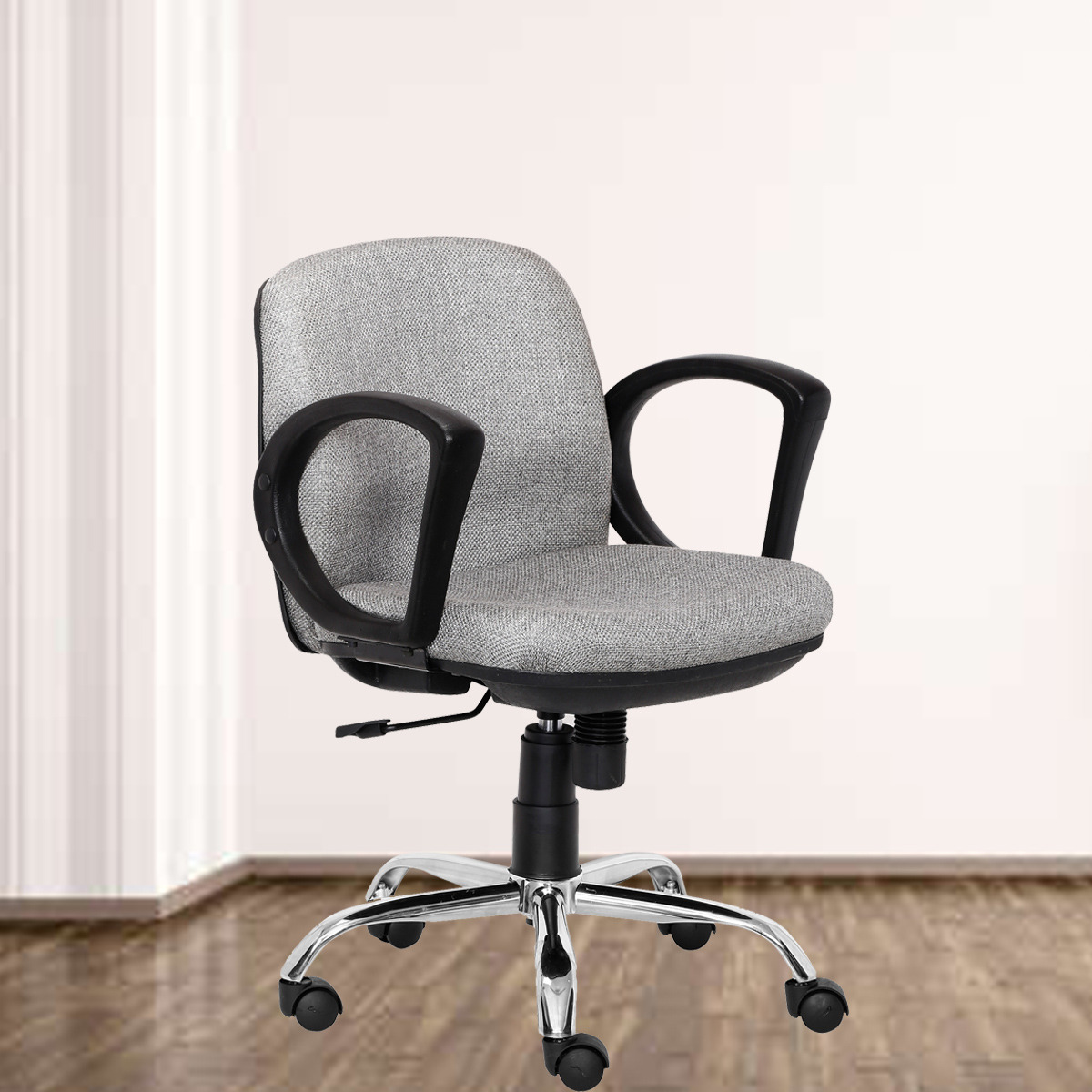 ML-1035-Low Back Padded Visitor Office Chair In Light Gray Color