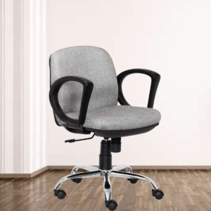 ML-1035-Low Back Padded Visitor Office Chair In Light Gray Color