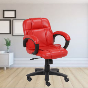 ML-1306-Low Back Leather Office Visitor Chair In Red Color