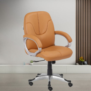 ML-1334-Leather Mid Back Executive Chair In Peach Color