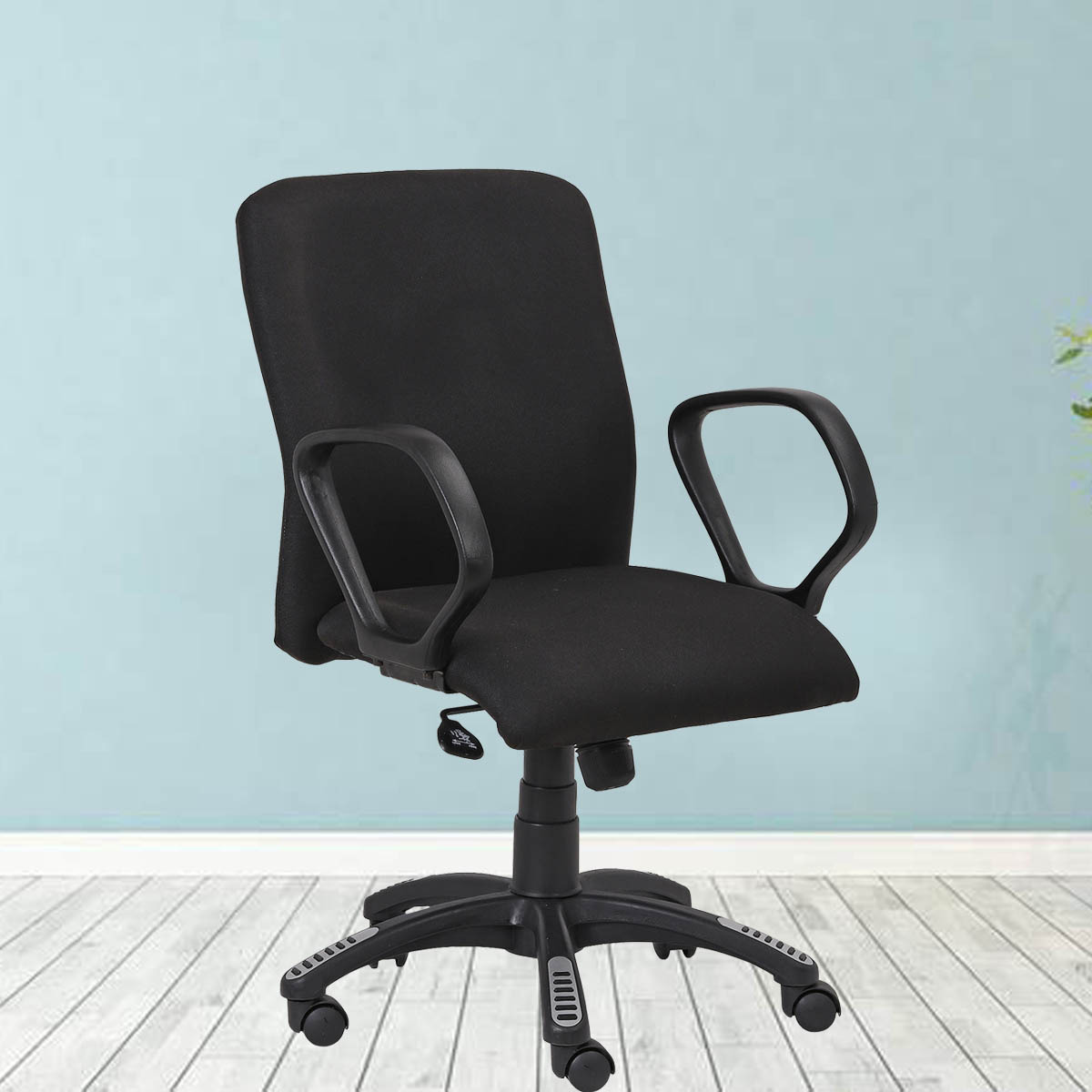 ML-1337-Padded Mesh Fabric Mid Back Office Chair In Black