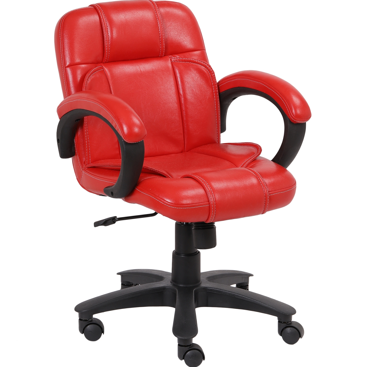 ML-1306-Low Back Leather Office Visitor Chair In Red Color - Image 2