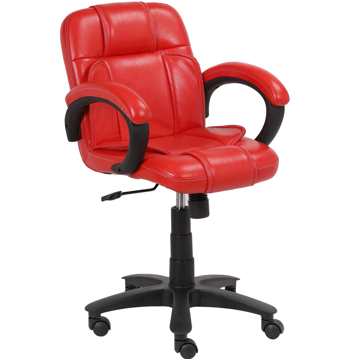 ML-1306-Low Back Leather Office Visitor Chair In Red Color - Image 4