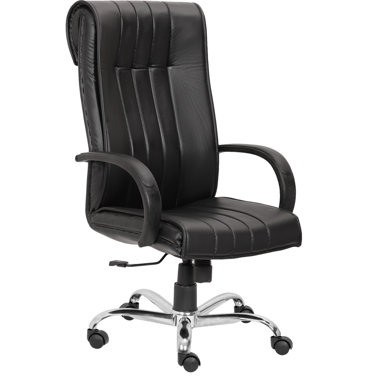 ML-1142-High Back Office Chair With Chrome Wheelbase In Black Color - Image 2
