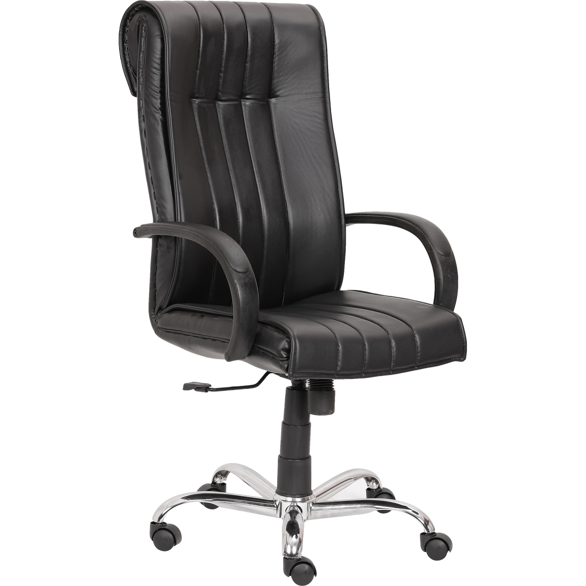 ML-1142-High Back Office Chair With Chrome Wheelbase In Black Color - Image 4
