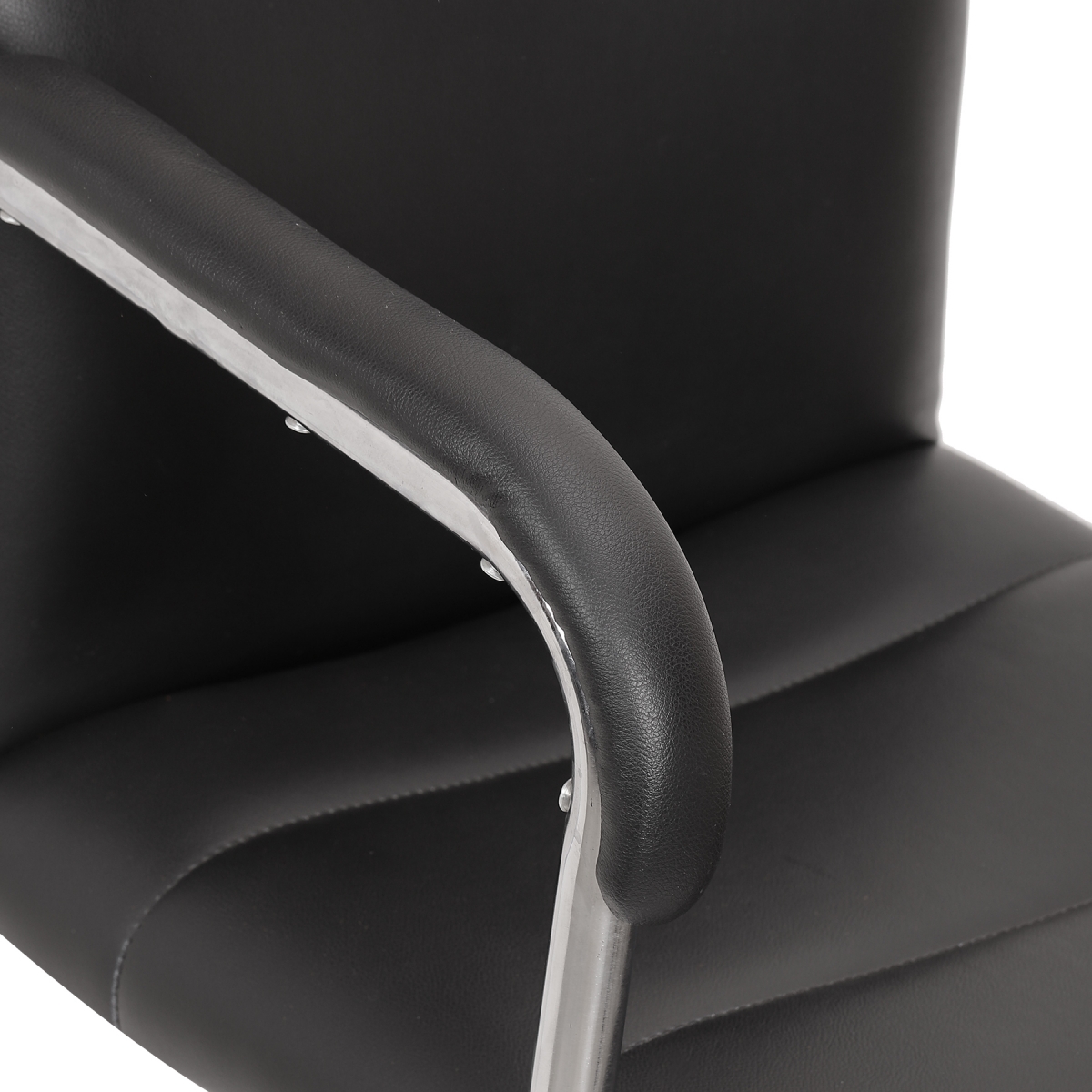 ML-1136-Black Leather Office Visitor Chair Fixed Stand - Image 5