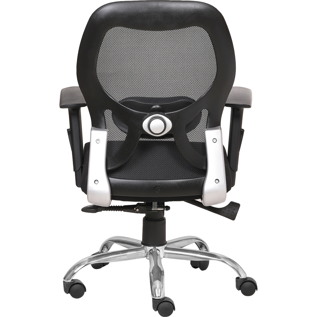 ML-1285-Chrome Wheelbase Mid Back Mesh Executive Chair In Black Color - Image 3