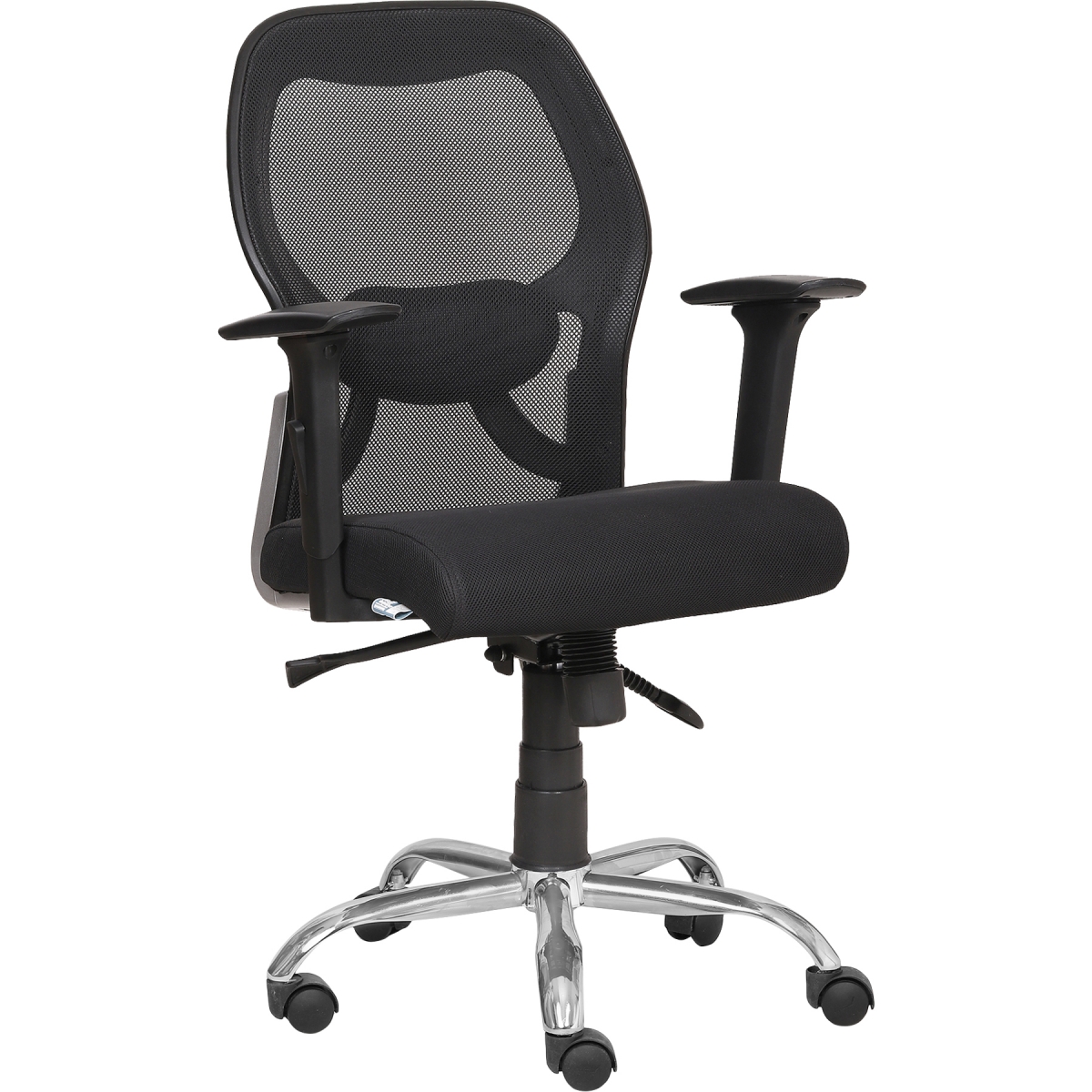 ML-1285-Chrome Wheelbase Mid Back Mesh Executive Chair In Black Color - Image 4