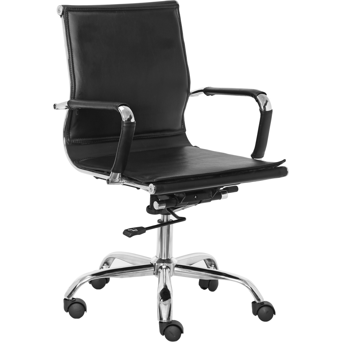 ML-1056 LEATHERETTE EXECUTIVE SLEEK DOUBLE CUSHIONED CHAIR IN BLACK COLOR - Image 2
