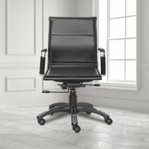 ML-1054 LEATHERETTE EXECUTIVE SLEEK DOUBLE CUSHIONED CHAIR IN BLACK COLOR