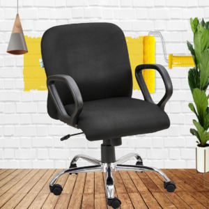 ML-1401-Black Fabric Padded Office Reception Visitor Chair