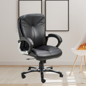 ML-1405-Black Leather Double Cushioned Mid Back Office Executive Chair