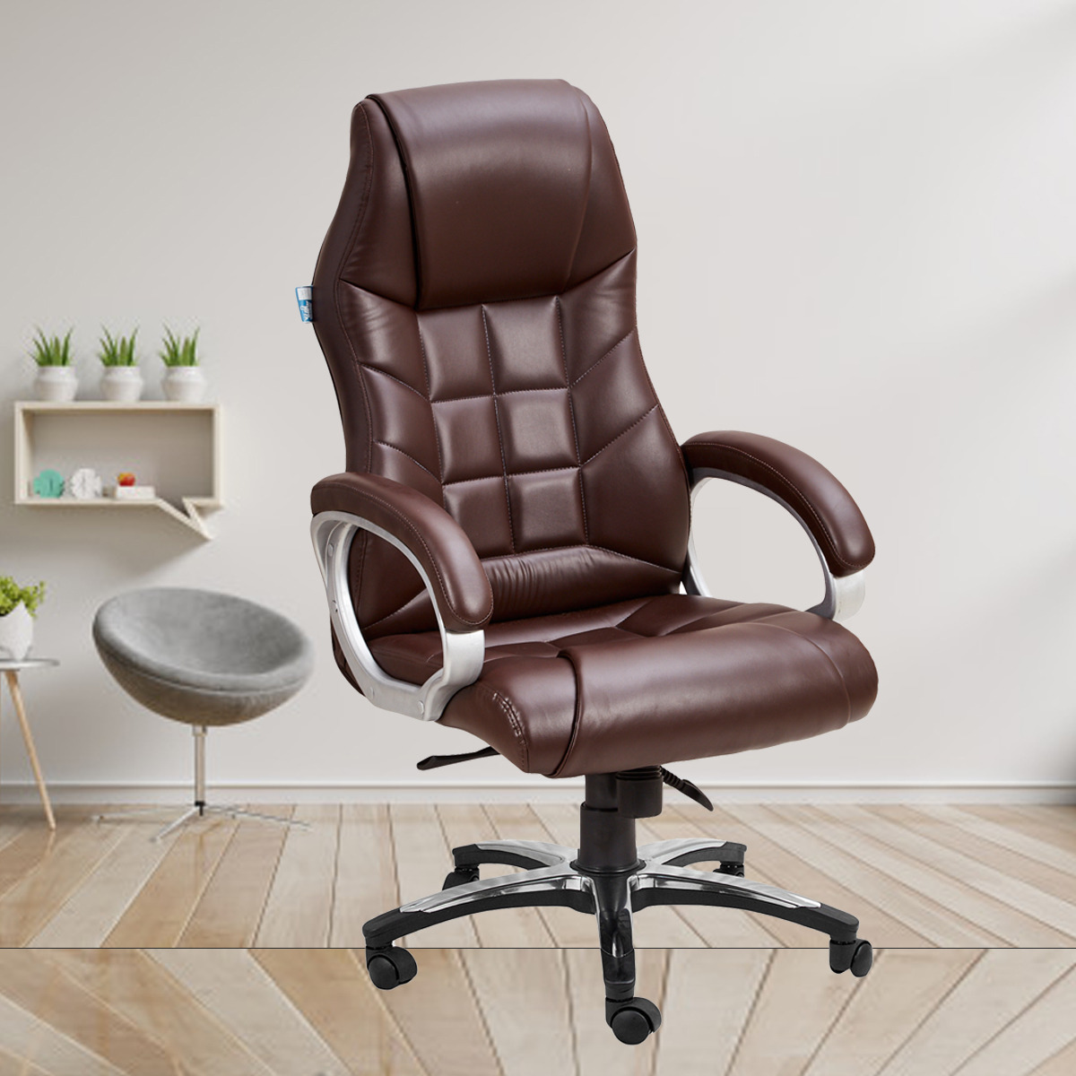 ML-1424-Dark Brown High Back Leather Revolving Office Chair