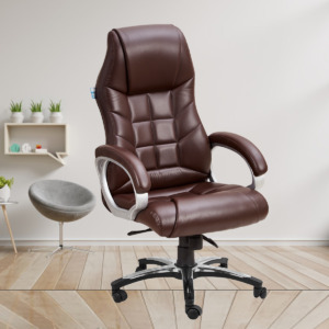 ML-1424-Dark Brown High Back Leather Revolving Office Chair