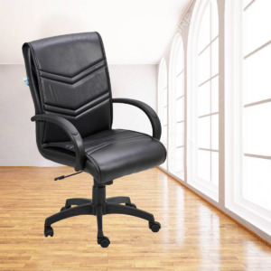 ML-1428-Executive Visitor Office Chair In Black Leather